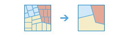 Two-part diagram that merges polygons with similar attributes