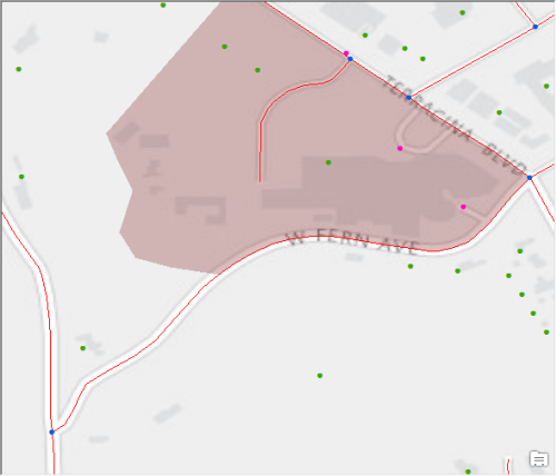 Features that can be reverse geocoded are highlighted.